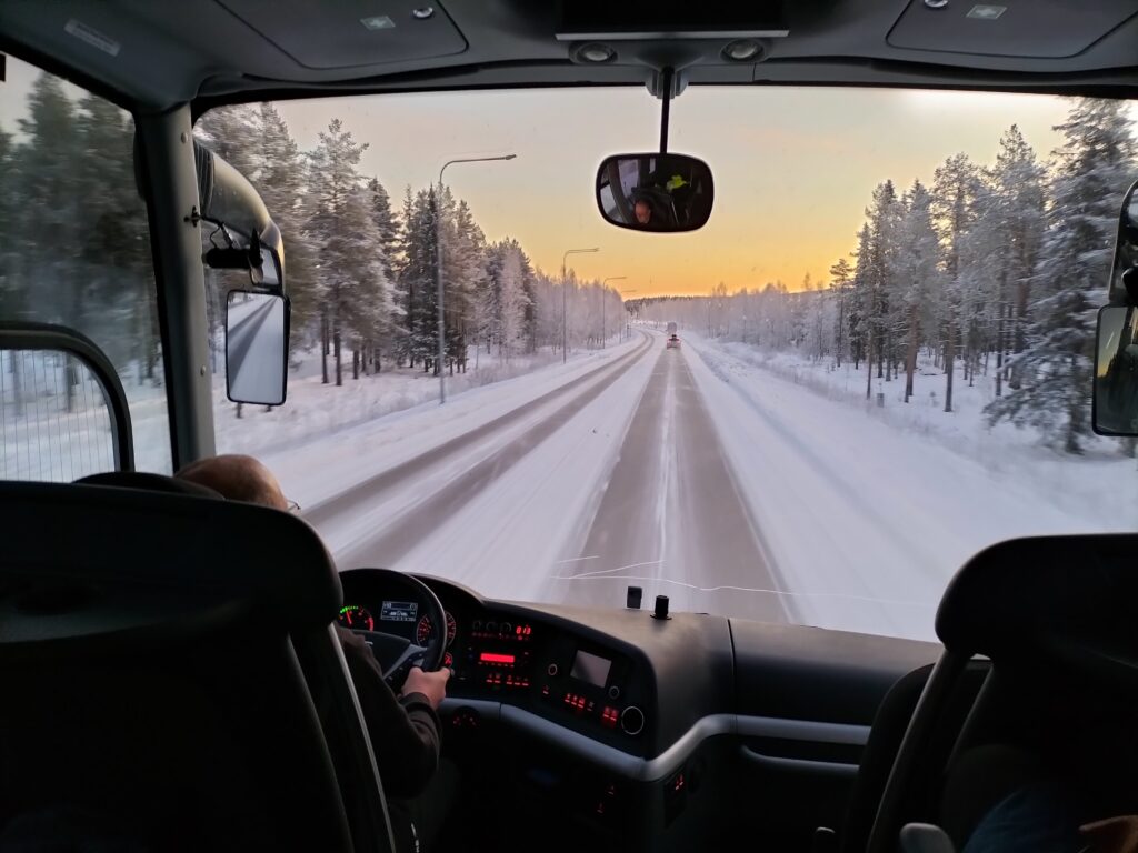 View from inside the coach from Gallivare to Kiruna.