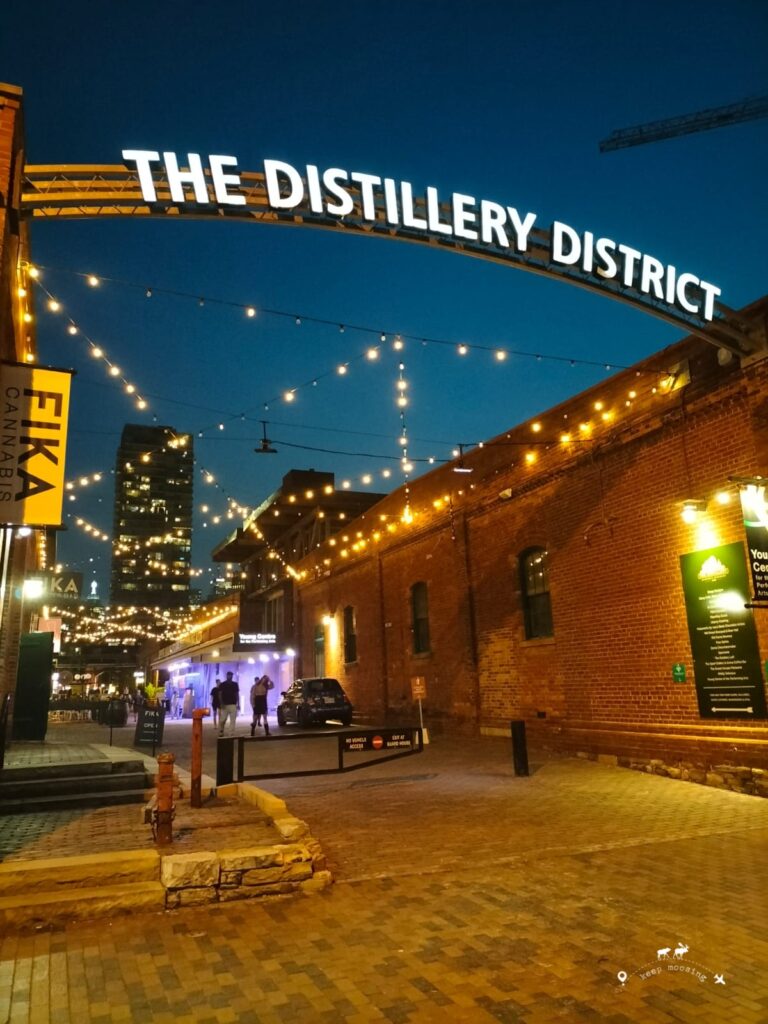 The entrance of the distillery district