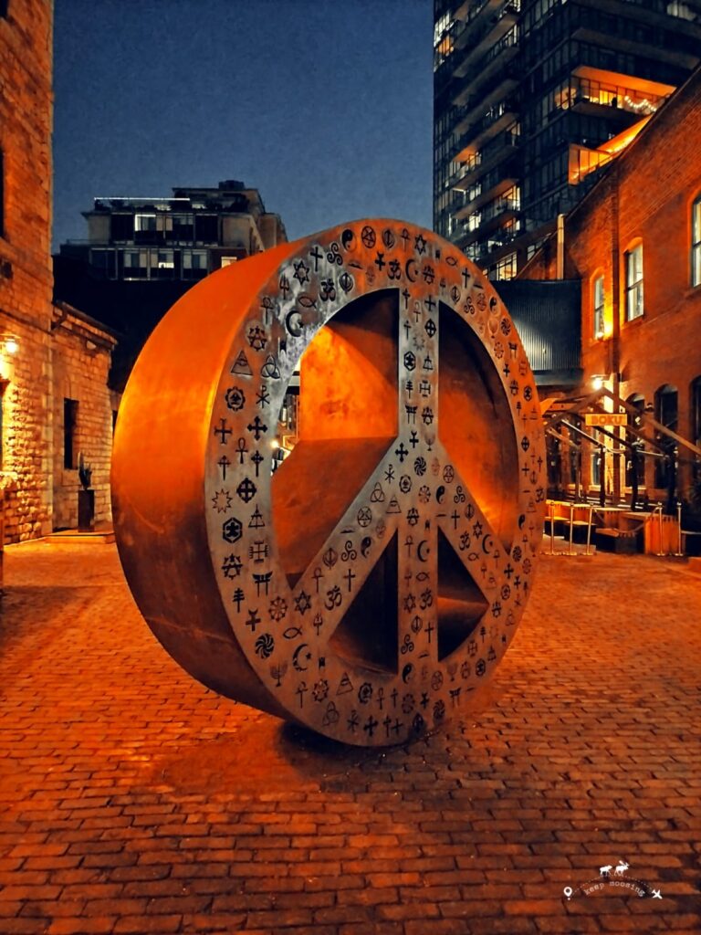 The symbol of piece in the distillery district