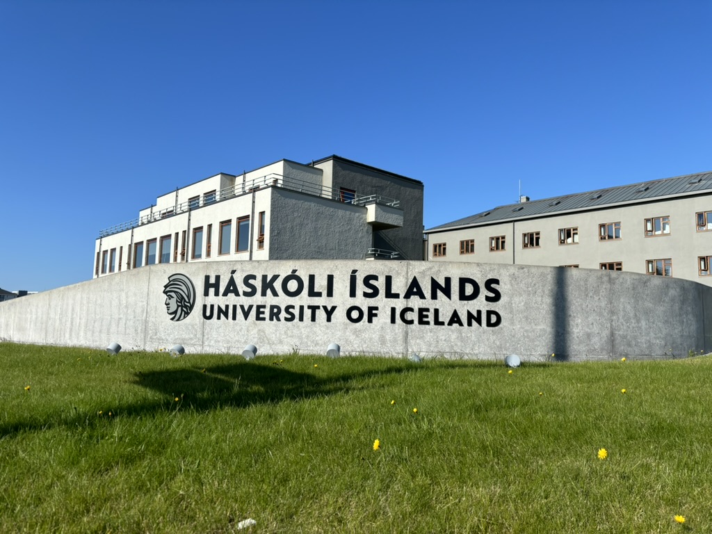 Parking outside the University of Iceland.