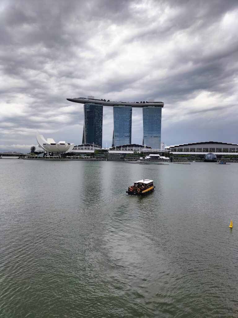 Marina Bay Sands with a boat.