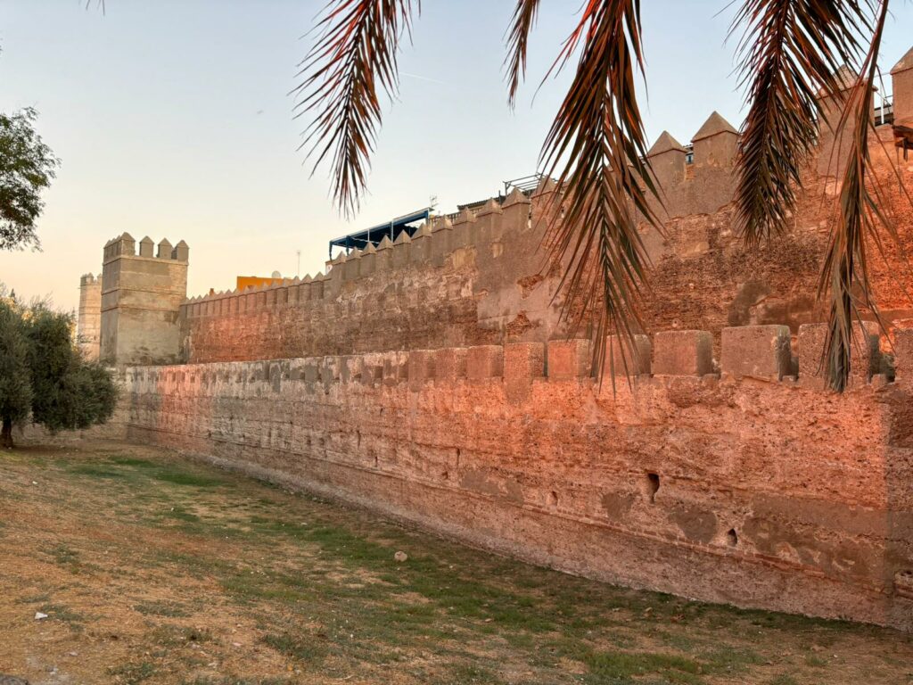 View of the exterior walls of the Macarena neighborhood