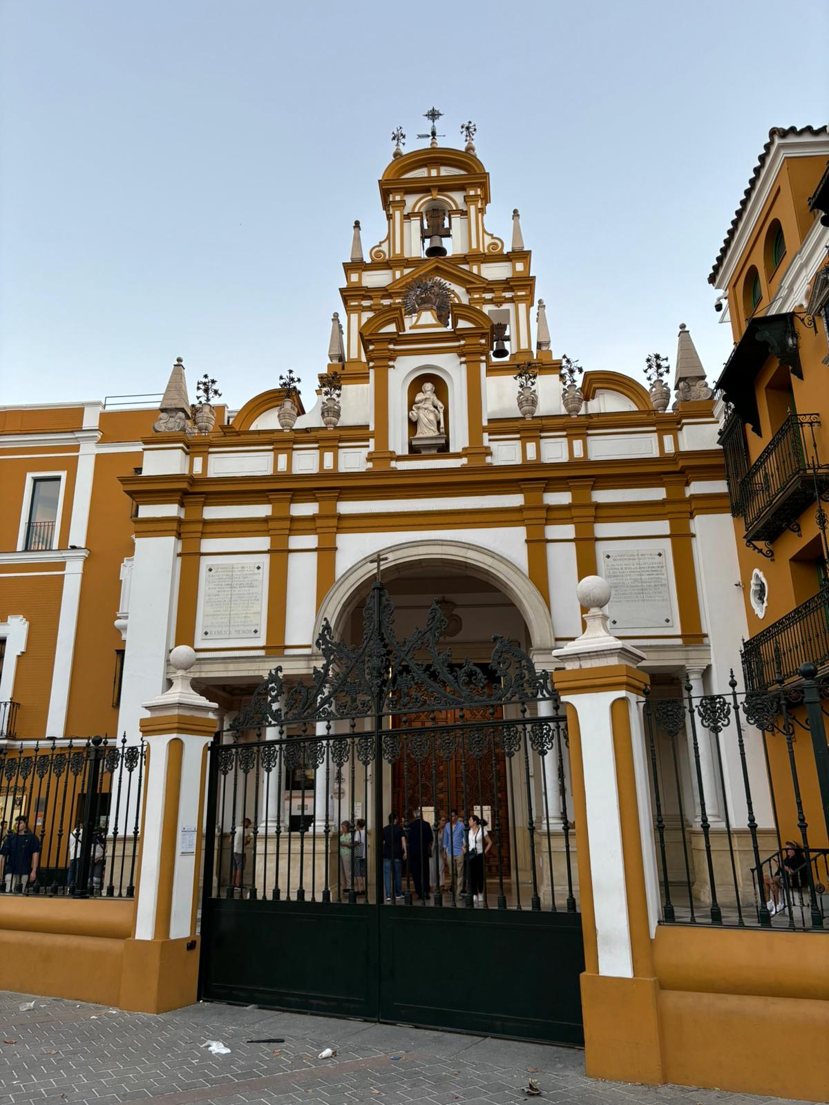 View of the facade of the main basilica of Seville located in the Macarena neighborhood.