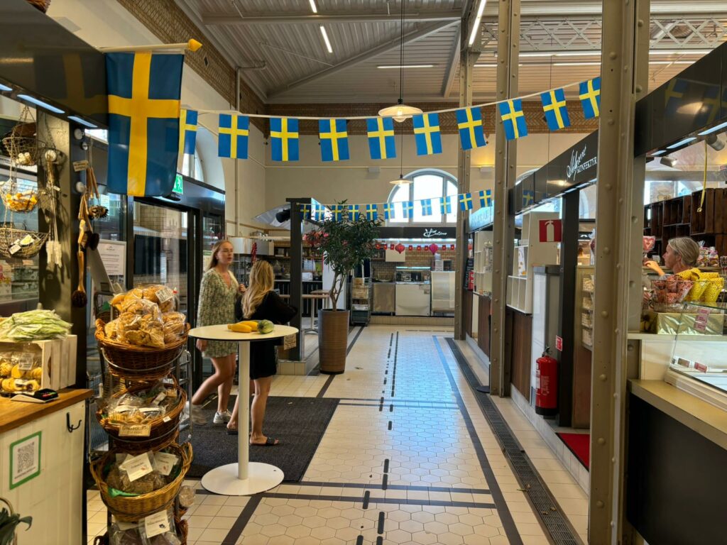 Inside Saluhallen in central Lund.