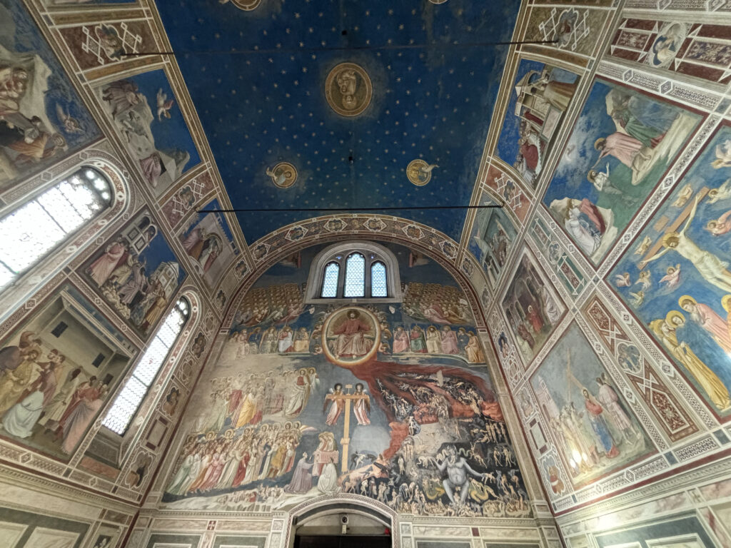 Giotto’s famous frescoes that depict the life of Christ inside Cappella degli Scrovegni.