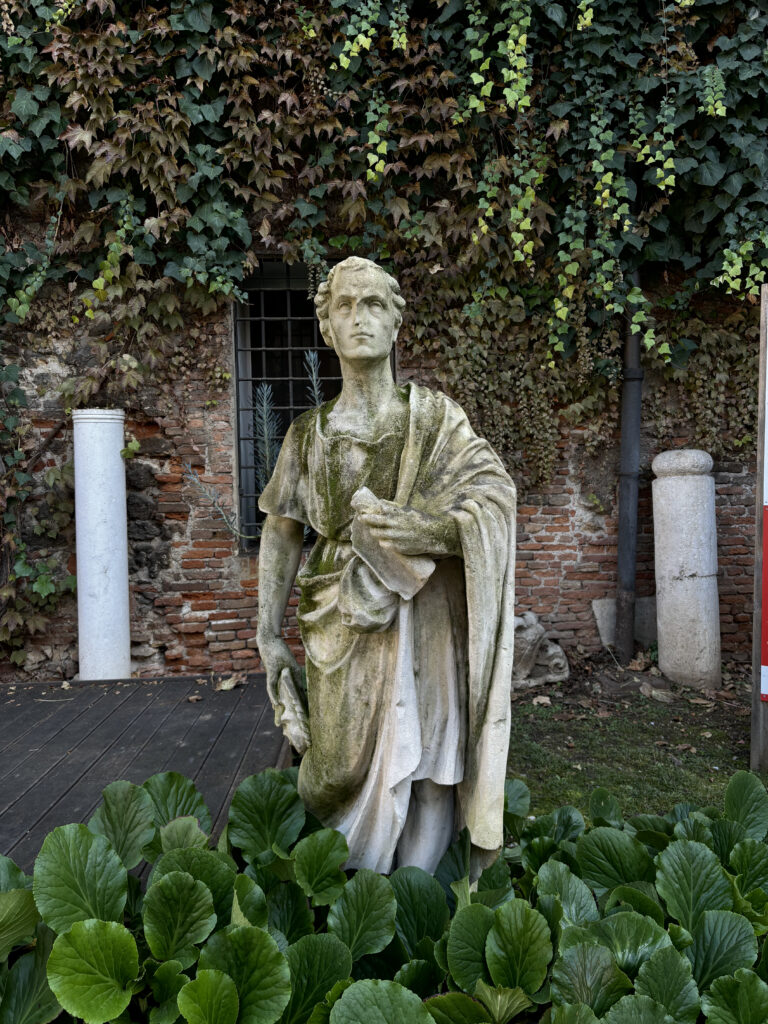 A statue inside the Teatro Olimpico garden.