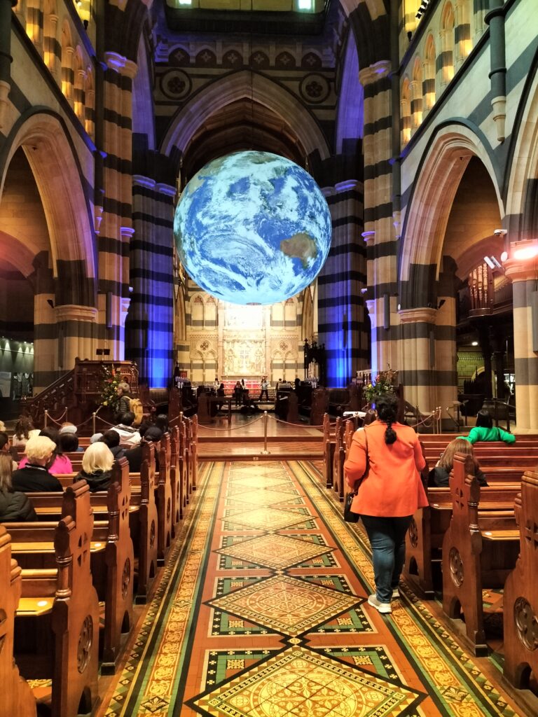 St. Paul’s Cathedral with the installation of the world inside.