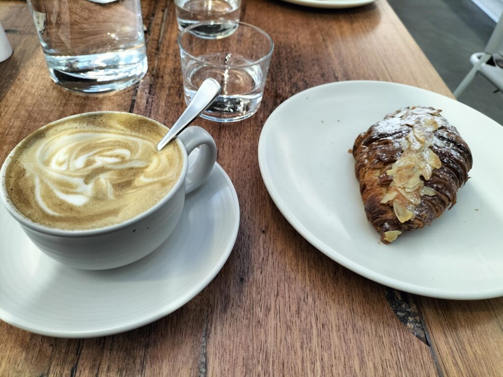 Our breakfast inside Industry Beans in Fitzroy.