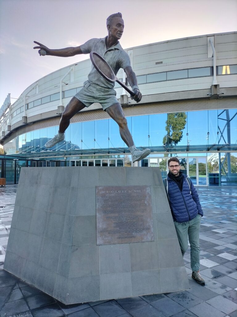 Tiziano with tennis champion Rod Laver.