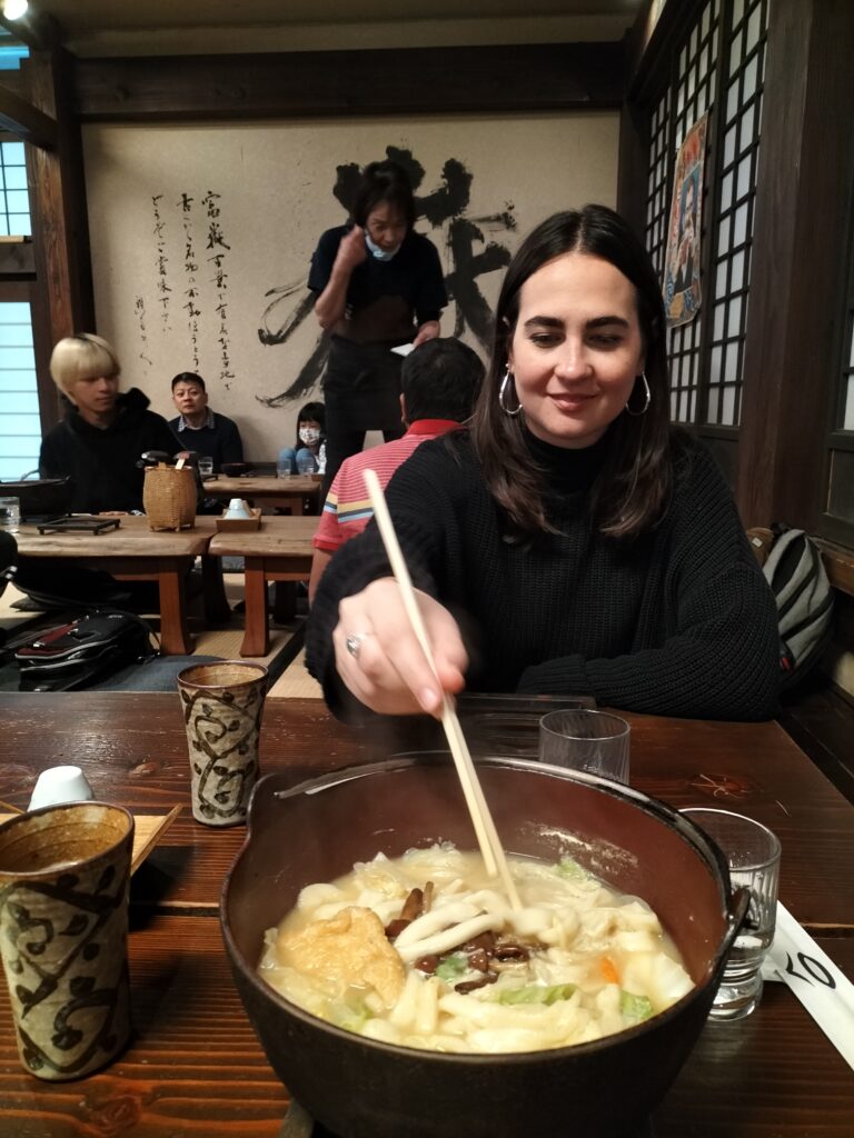 Claudia having lunch at Hoto Fudo.